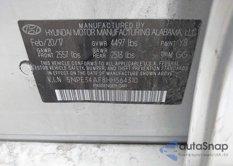 2017 Hyundai Sonata Limited из США, поврежденный, VIN 5NPE34AF8HH564310